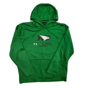 UND Fighting Sioux Under Armour Hoodie Mens Large Hooded Sweatshirt Fleece Green